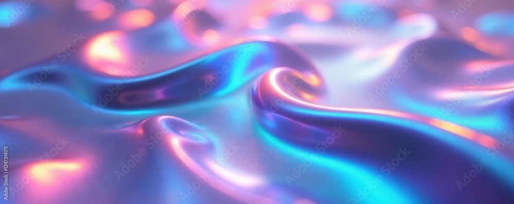 Fluid holographic foil, smooth iridescent transition, pastel, digital, colorful