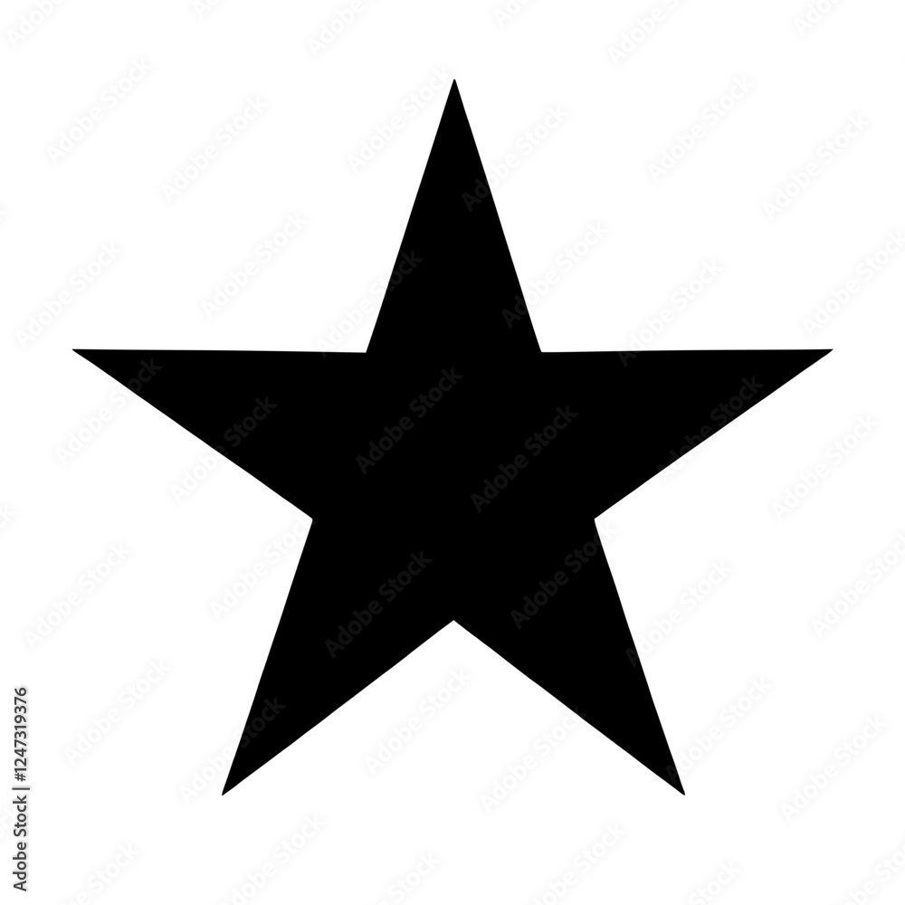 Minimalist black silhouette of a five-pointed star on white background Minimalist black silhouette of a five-pointed star on white background