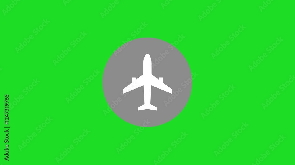 Isolated Android mobile airplane mod, travel concept cartoon animated with green screen background