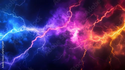 Wallpaper Mural A vibrant display of colorful lightning bolts against a dark background. Weather Phenomena. Illustration Torontodigital.ca