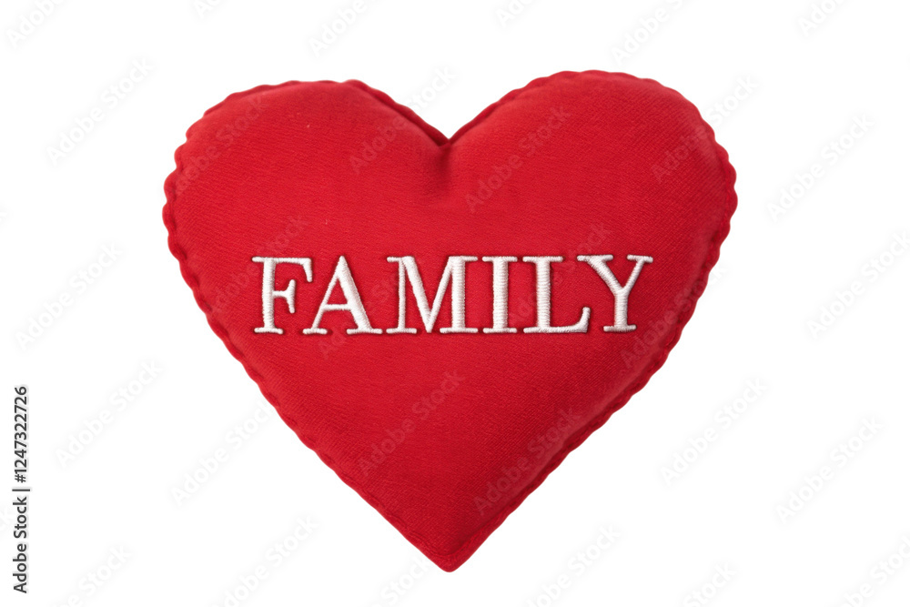 Heart-shaped cushion representing family values, cut out Heart-shaped cushion representing family values, cut out