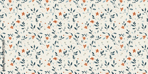 Seamless watercolor floral pattern - green leaves and branches composition on white background, perfect for wrappers, wallpapers, postcards, greeting cards, wedding invitations, romantic events