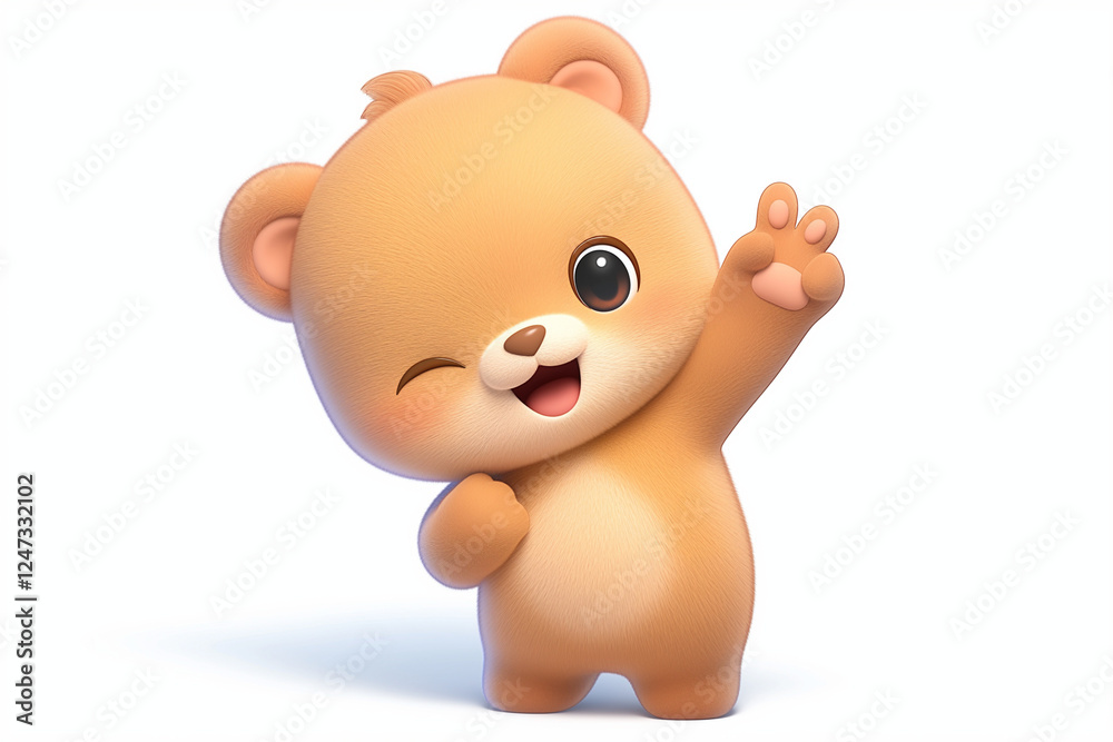 Cute teddy bear winking on white background Cute teddy bear winking on white background
