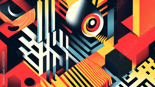 Illusive geometry: exploring mind-bending optical patterns with layered perspectives and bold contrasts. Mind-Bending Perspectives. Illustration photo