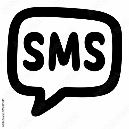 SMS message icon, simple design, black and white, vector graphic