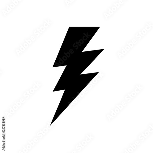 Minimalist black silhouette of a lightning bolt on white background