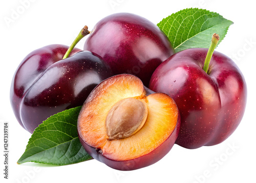 plums isolated on white