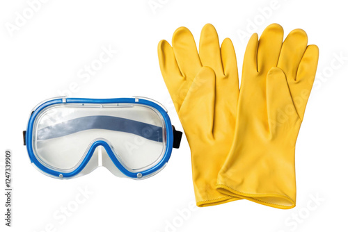 Safety equipment for chemical handling tasks, cut out