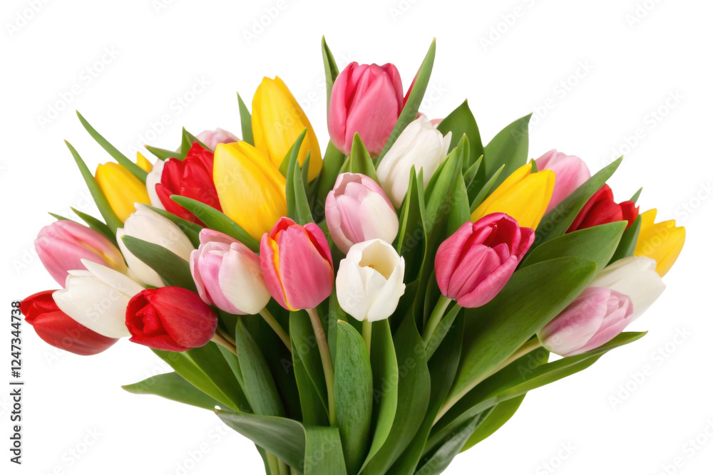 Bright tulip bouquet lifts any space, cut out Bright tulip bouquet lifts any space, cut out
