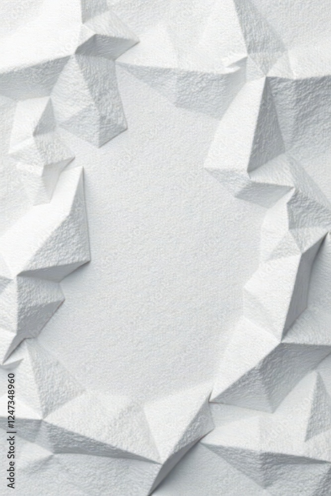 Obraz premium Close-up of tightly crumpled white paper, uneven surface, contrast, close-up, shadow