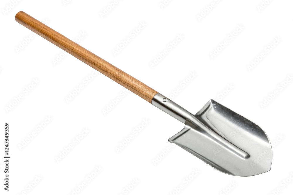 Shovel with wooden handle for gardening tasks, cut out Shovel with wooden handle for gardening tasks, cut out