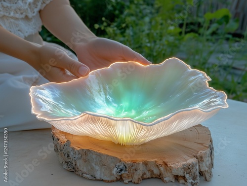 Nature’s Bioluminescent Marvel on Wood photo