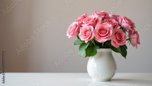 Wallpaper Mural Cluster of fresh pink roses in a simple white ceramic vase, photography, beauty, bloom Torontodigital.ca
