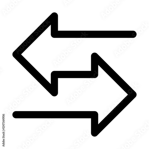 Black direction arrow icon isolated on white background. Trade traffic exchange sign. Fast transfer speed pictogram. Left and right double sided arrow. Editable Stroke.