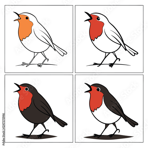 Illustration of colorful robin cartoon vector design, isolated on a white background