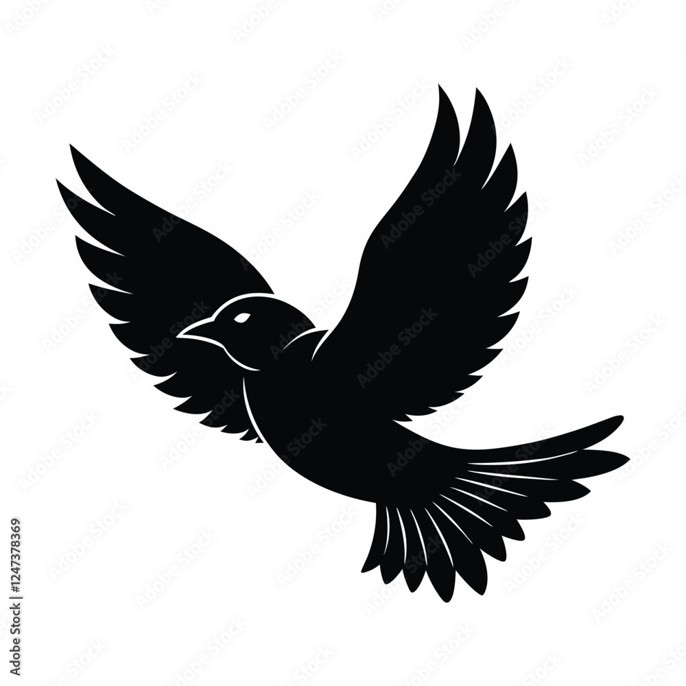 Fototapeta premium Graceful Bird in Flight Silhouette