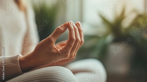 Wallpaper Mural Meditation practice, close-up of hands in meditation pose, soft natural light Torontodigital.ca