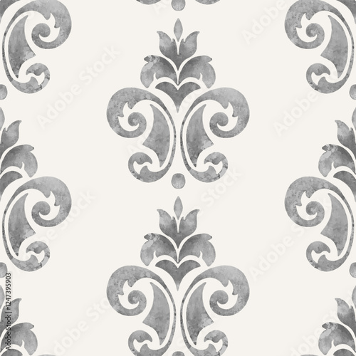 Damask seamless pattern element. Vector classical luxury old fashioned damask ornament, royal victorian seamless texture for wallpapers, textile, wrapping. Vintage exquisite floral baroque template.