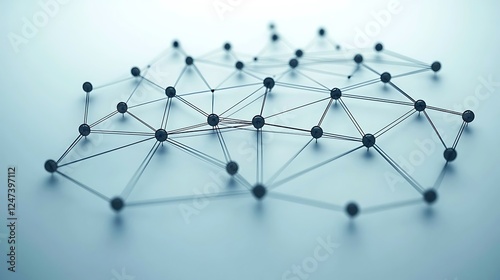 Abstract connected dots and lines forming a communication technology network on a blue backdrop