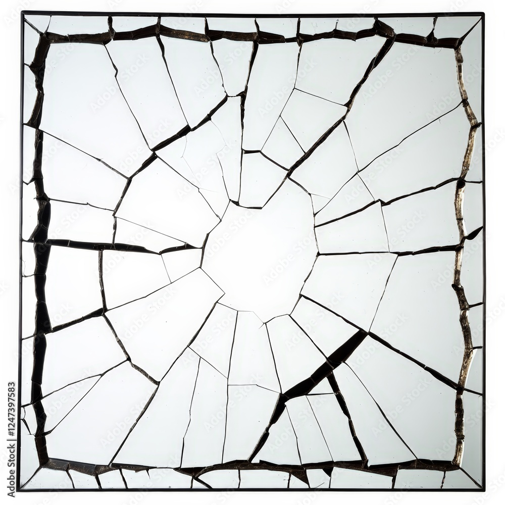 Obraz premium A cracked mirror with a hole in the center