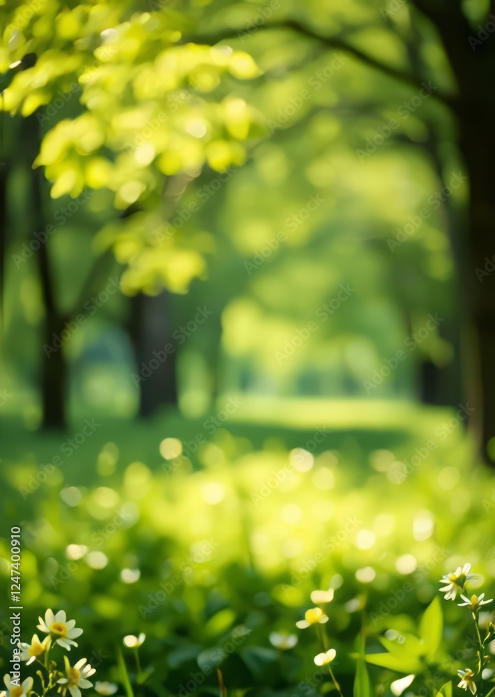 Obraz premium Natural green background with spring or summer bokeh green bokeh green abstract background light bright blur pattern
