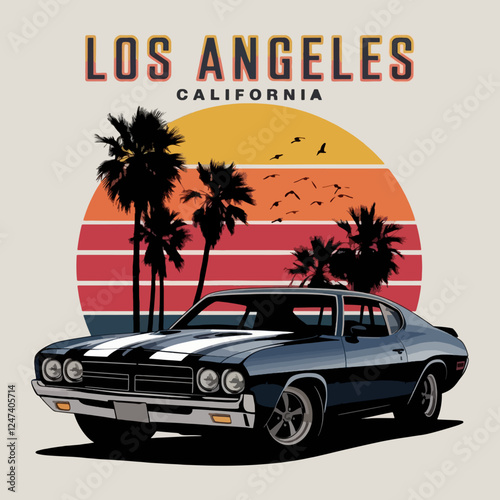 Los angeles car   vector t shirt design