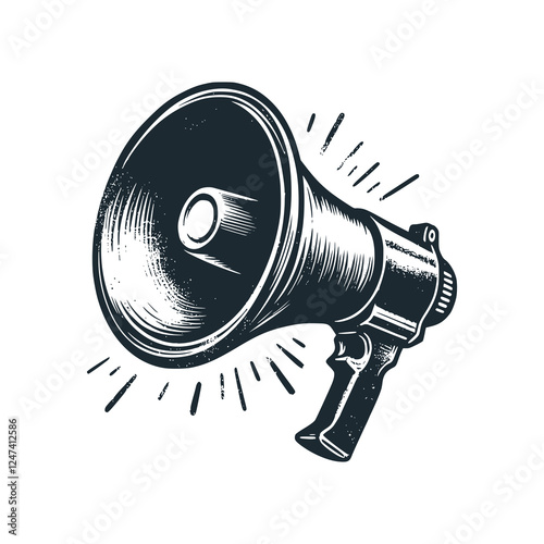 Old Megaphone – Black White Vector Illustration