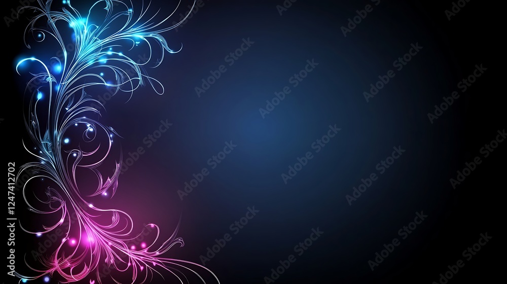 Glowing Floral Design on Dark Background Glowing Floral Design on Dark Background