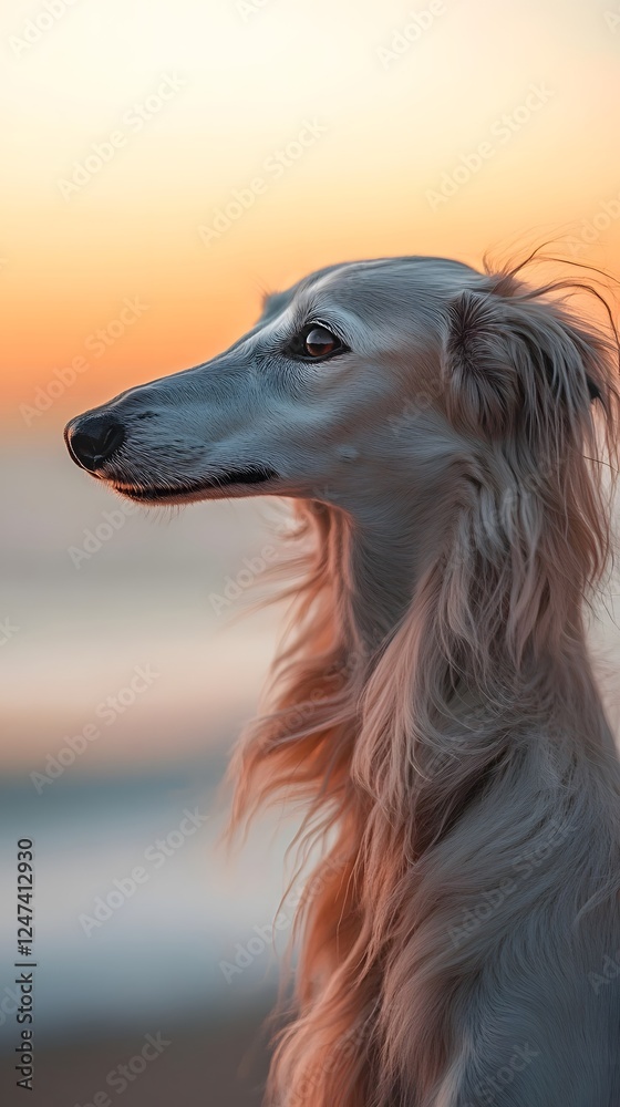 Fototapeta premium A close-up of an old, long-haired greyhound 