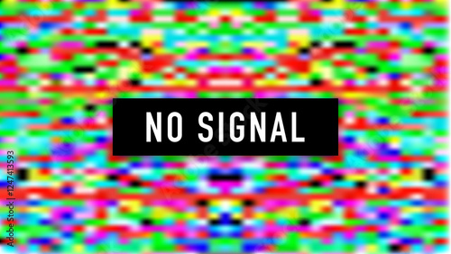 No Signal Message Showing on Colorful Pixelated Screen Background