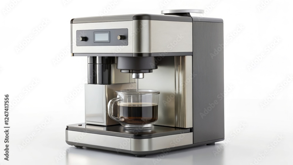 Modern Coffee Maker on a White Background for a Smart Kitchen. Generative AI Modern Coffee Maker on a White Background for a Smart Kitchen. Generative AI