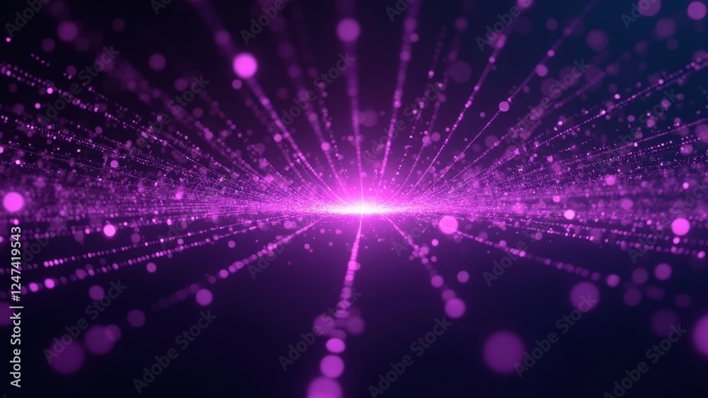 Fototapeta premium Vibrant Purple Light Streaks Extend From the Center, Creating a Dynamic and Futuristic Atmosphere