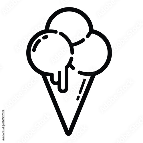 Double Ice Cream Outline Icon Isolated On White Background