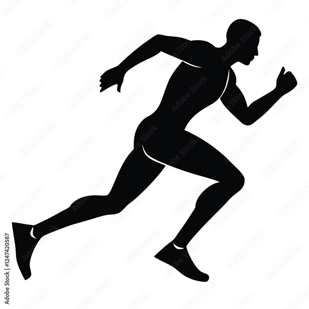 Silhouette of a Person Running in a Dynamic Pose Silhouette of a Person Running in a Dynamic Pose