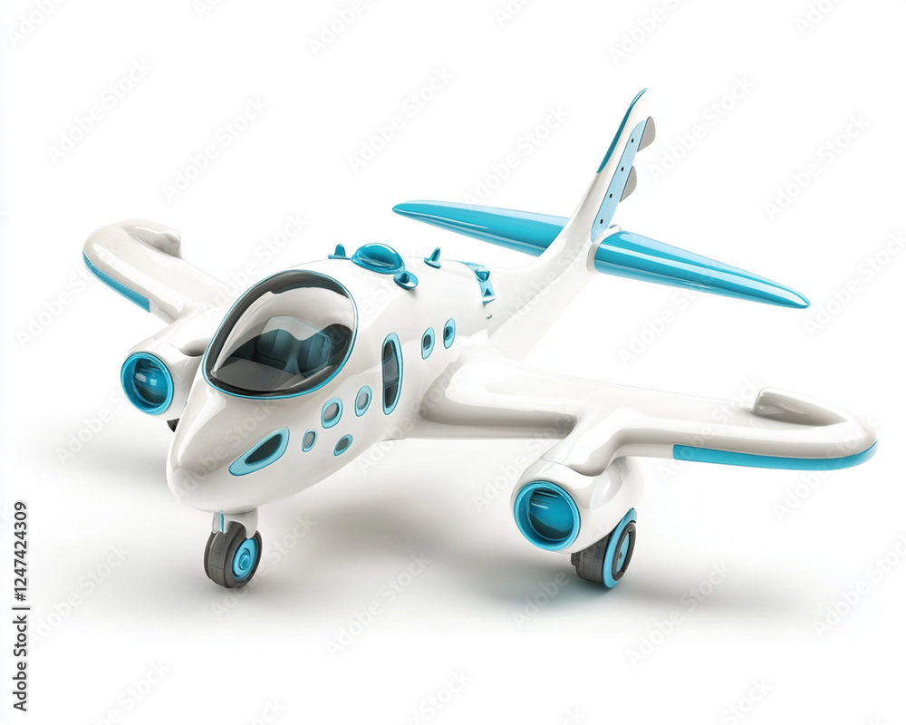 Small blue and white propeller airplane featuring streamlined design, modern aviation and travel concept Small blue and white propeller airplane featuring streamlined design, modern aviation and travel concept