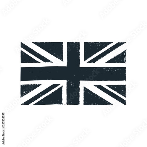 Vintage Union Jack – United Kingdom Flag in Black and White Sketch Vector and Illustration