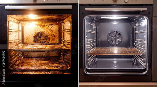 Before and After of Dirty and Clean Oven Interior