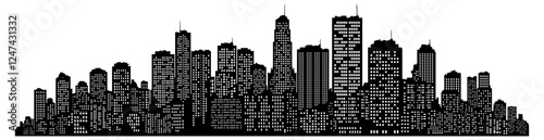 black city silhouette with transparent background
