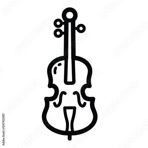 Classical Cello Music Outline Icon Isolated On White Background