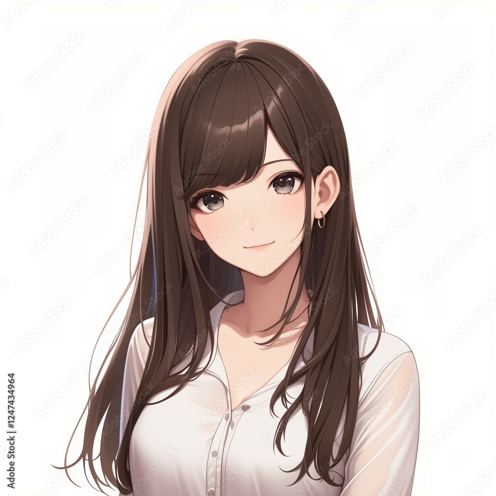 アニメ調の美少女の切り抜き用素材