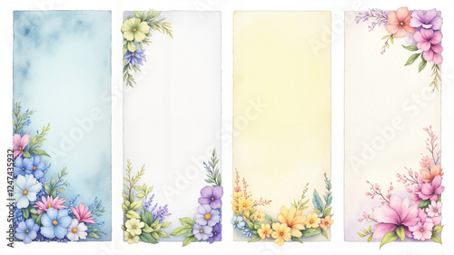 Floral Watercolor Backgrounds for Spring, Wedding Invitations, Greeting Cards, Scrapbooking, Print Design & Social Media Templates