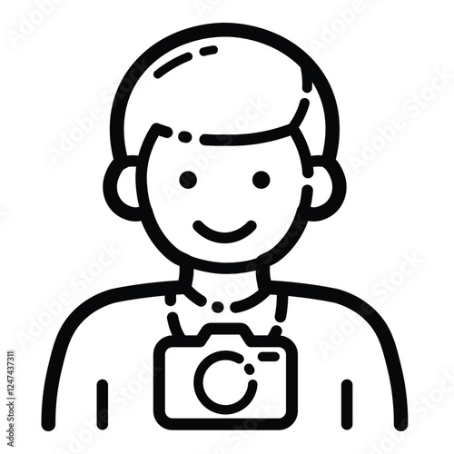 Photographer Person Camera Outline Icon Isolated On White Background