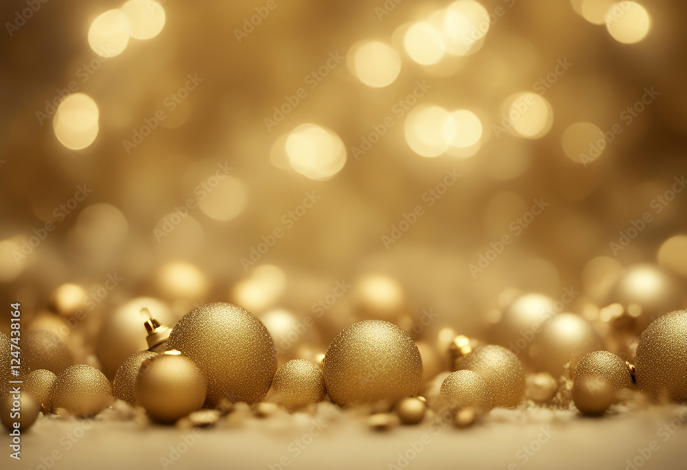 Fototapeta premium christmas background gold decorative vector star starry bauble decoration winter holiday ice snow snowflake abstract