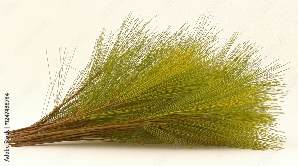 Fresh Green Branches of a Botanical Plant with Delicate Leaves Against a Neutral Background Fresh Green Branches of a Botanical Plant with Delicate Leaves Against a Neutral Background
