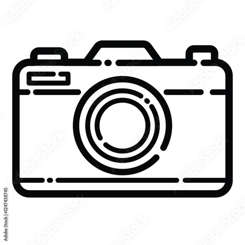 Vintage Camera Outline Icon Isolated On White Background