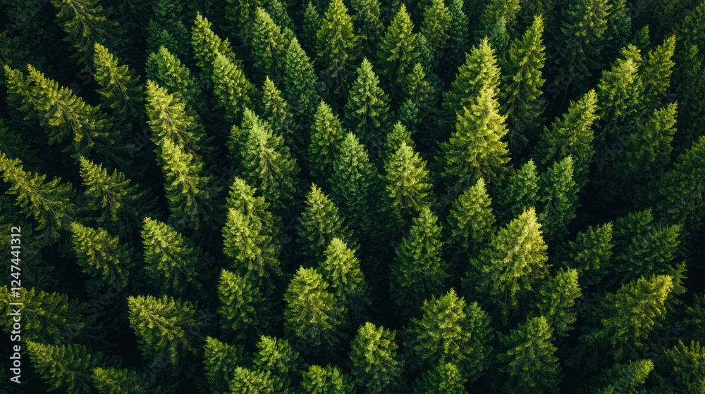 Aerial view of dense evergreen forest; nature background Aerial view of dense evergreen forest; nature background