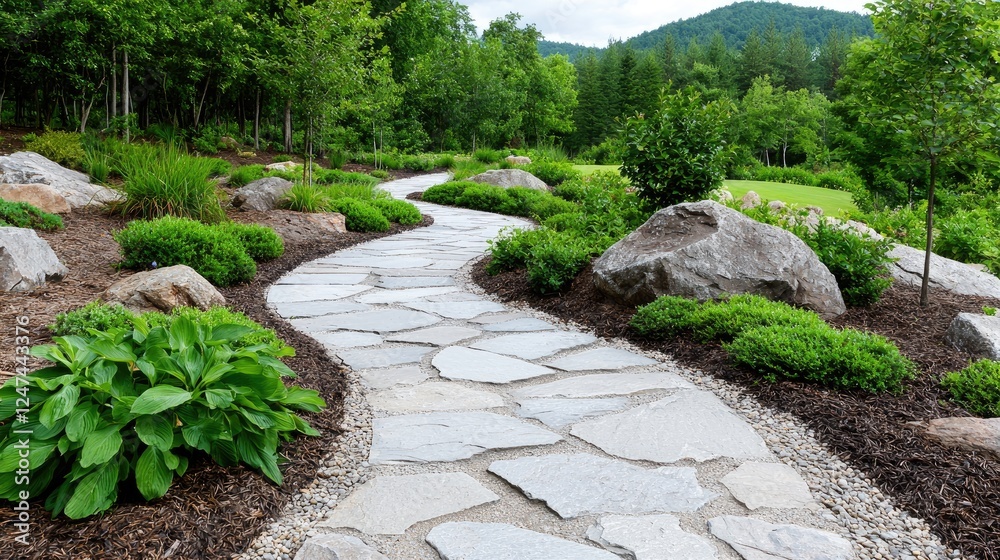 Winding stone path garden landscape design (3) Winding stone path garden landscape design (3)