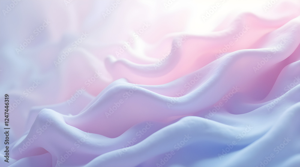 Obraz premium Gentle Dreamy Pastel Pink and Blue Fabric Texture - Soft Smooth Silk Waves Abstract Background