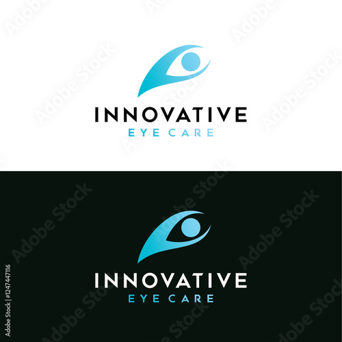 Innovative Eyecare logo design integrates modern eye symbols with sleek fonts, representing cutting-edge optical health solutions, brand identity corporate image editable vector.
