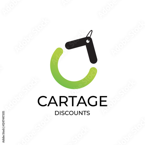 Cartage Discount Shopping logo design features a stylish shopping cart icon with bold typography, emphasizing affordability and great deals, brand identity corporate image editable vector.